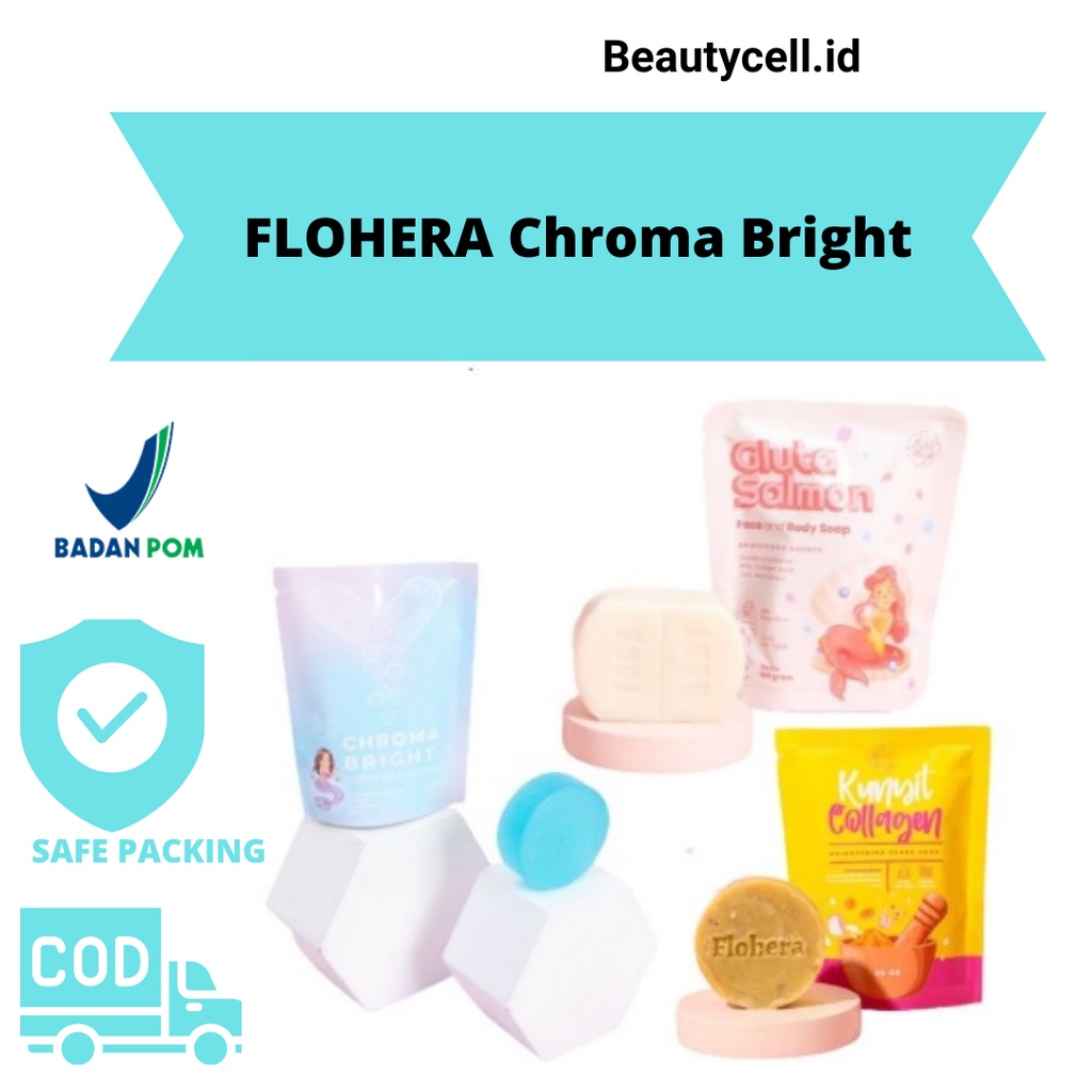 FLOHERA Chroma Bright Kunyit Collagen Gluta Salmon | Sabun Pencerah Pemutih Perontok Daki