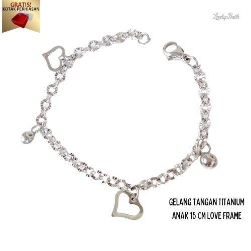 Gelang Titanium anti karat Wanita Free Gelang Tangan Anak Titanium Model Love Frame - Lovelybutik