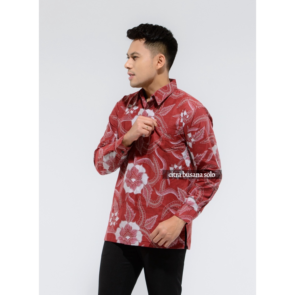 KETAMAN ABANG Kemeja Batik Pria Full Furing Bahan Katun Sragenan