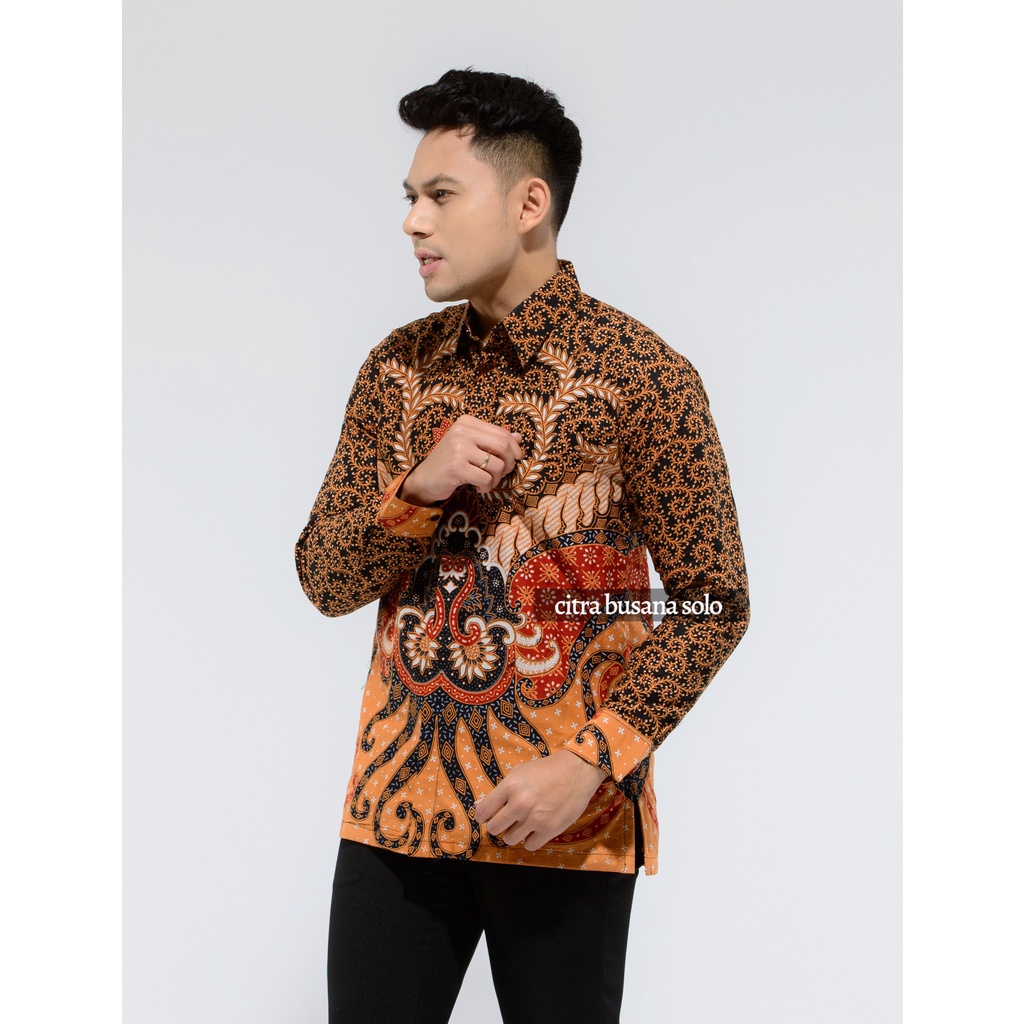 SANJAKA Kemeja Batik Pria Full Furing Bahan Katun Sragenan