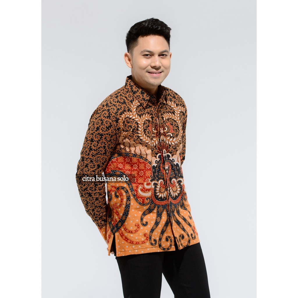 SANJAKA Kemeja Batik Pria Full Furing Bahan Katun Sragenan