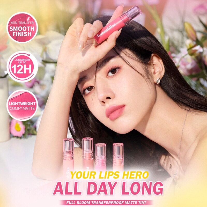 [BPOM] [100% ORI&amp;READY]BNB barenbliss Korean Bloomatte Full Bloom Transferproof Matte Tint LONGLAST 12H TRANSFERPROOF