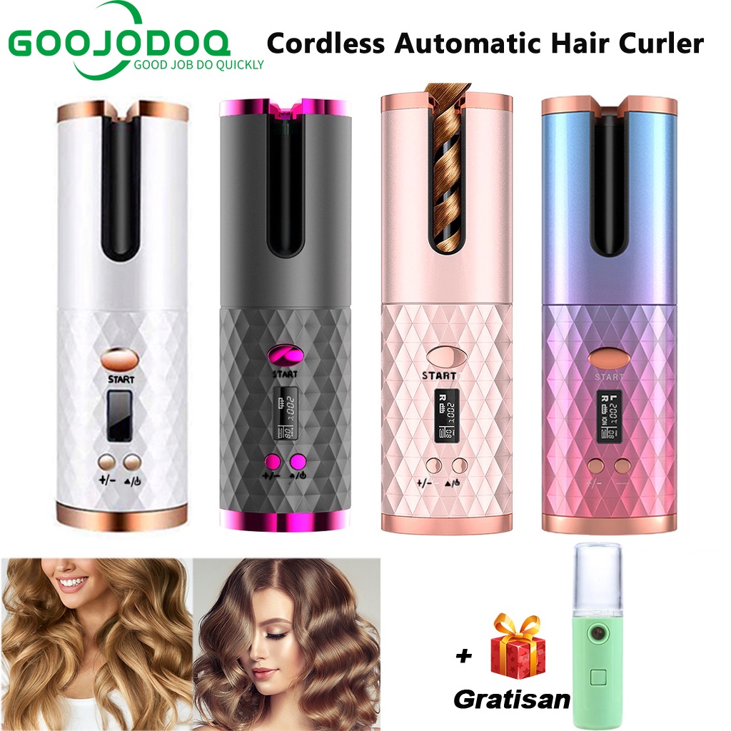 Cordless Automatic Hair Curler /Set Alat Pengeriting Rambut Wireless Otomatis Tanpa Kabel Usb Rechargeable Gaya