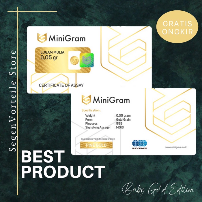 Minigram 0.05 Gram Emas Batangan Murni Bersertifikat 24 karat