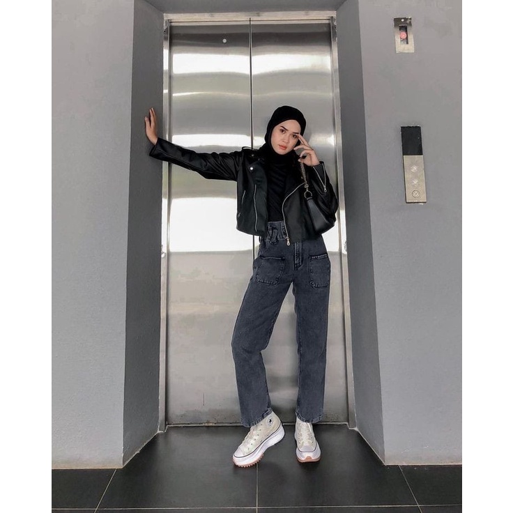 YASH-Jaket Kulit Wanita Crop Ootd Mamba Terlaris