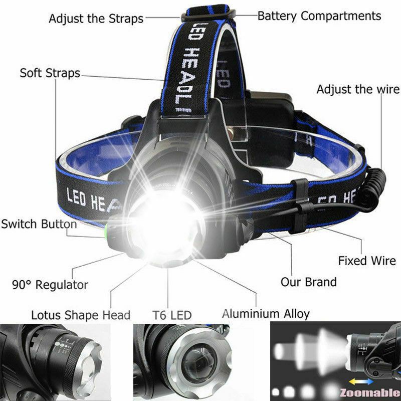 YUN Mall Senter Kepala LED Zoom Super Terang Headlamp LED Cree XML T6 568D Waterproof Anti Air