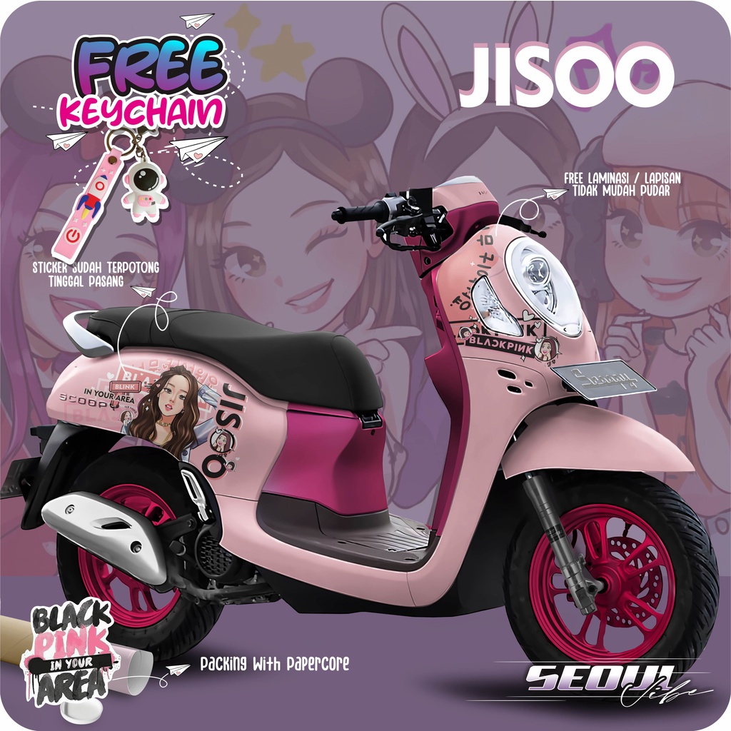Decal Stiker  new Scoopy  ( FREE KEYCHAIN ) 2015 - 2018 - 2023 astronot Anime Bts Kpop  blackpink Bl