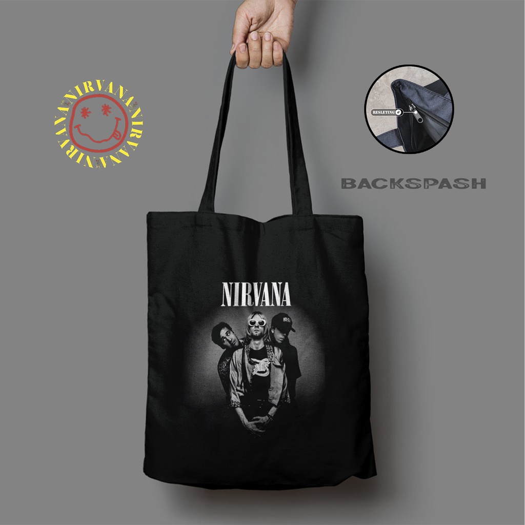 Totebag Tas Band Nirvana Kurt Cobain Custom Pria Wanita - NIRVANA