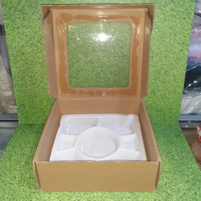 :>:>:>:>] Box Karton Kaca Coklat Tebal | Box Dus Kotak Nasi 20 x 20 | Dus Kue