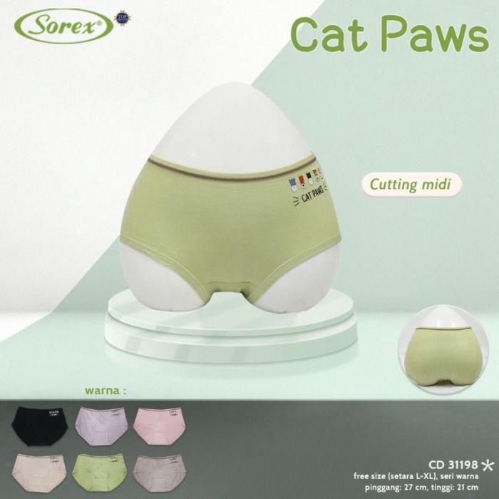 Celana Dalam Wanita CD Sorex Motif Cat Paws 31198 Bahan Halus Lembut