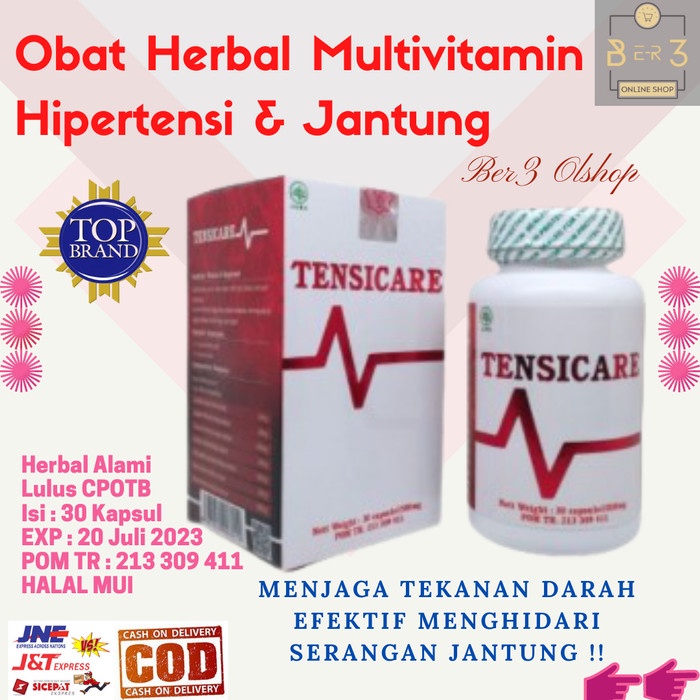 [COD] Obat Hipertensi Herbal Penurun Darah Tinggi Tensicare Multivitamin - 1 Botol isi 30 kapsul