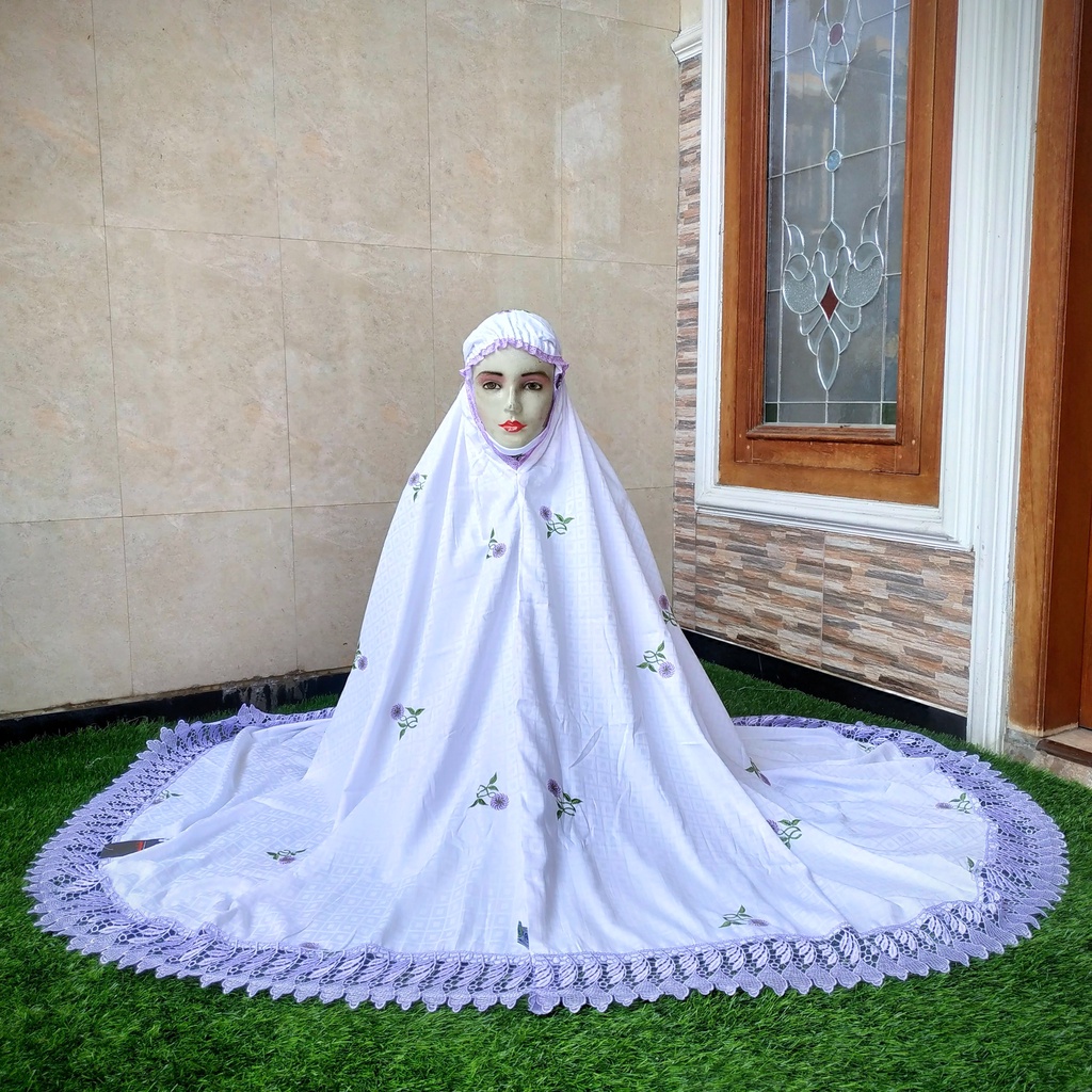 Mukena Sutra Kotak Tabur Renda Putusan Dewasa