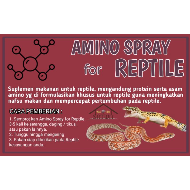 100ML AMINO SPRAY FOR REPTILE AMINO SUPLEMEN VITAMIN OBAT PENAMBAH NAFSU MAKAN GECKO ULAR BIAWAK KADAL LIZARD REPTIL