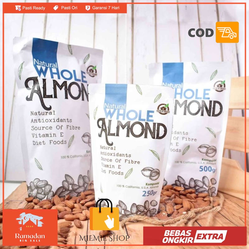 

Natural Whole Almond Kacang Almond Natural 100 Gr