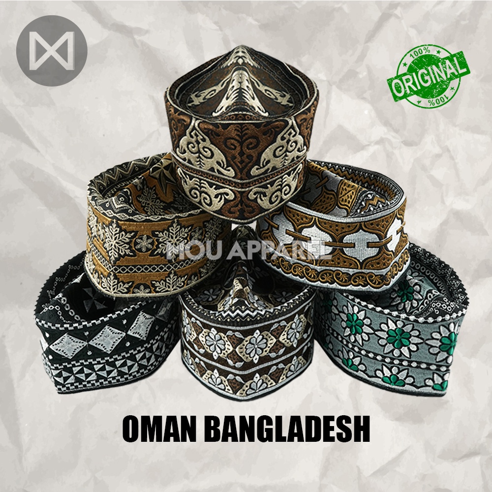 Peci Oman Bangladesh Kopiah Haji Sholat Banglades Santri Pria Pesantren Temboro Kopyah Shalat Laki Dewasa Anak Jumbo Motif Bordir Hitam Putih Kopeah Habib Syekh Bulat Tinggi Madinah Al Asas Assyarif Malaysia Madinah Assagofah Terompah Turki Mesir NU Ori