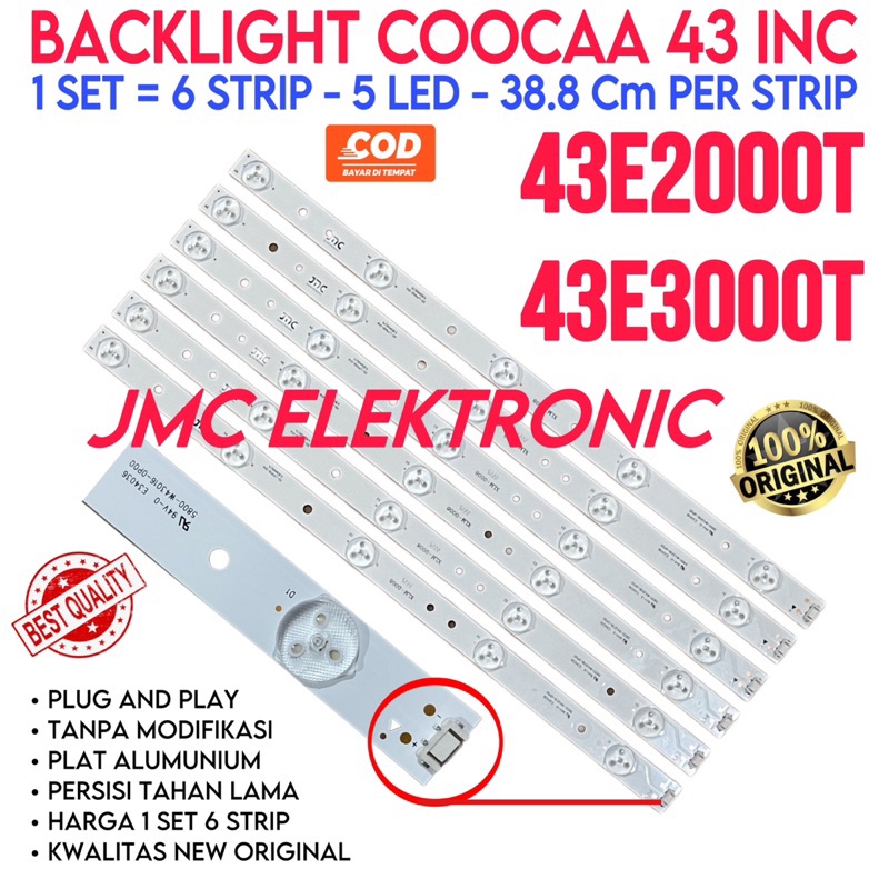 BACKLIGHT TV LED COOCAA 43 INC 43E2000T 43E3000T LAMPU LED BL 43 INCH 5K 3V KOKA COCA