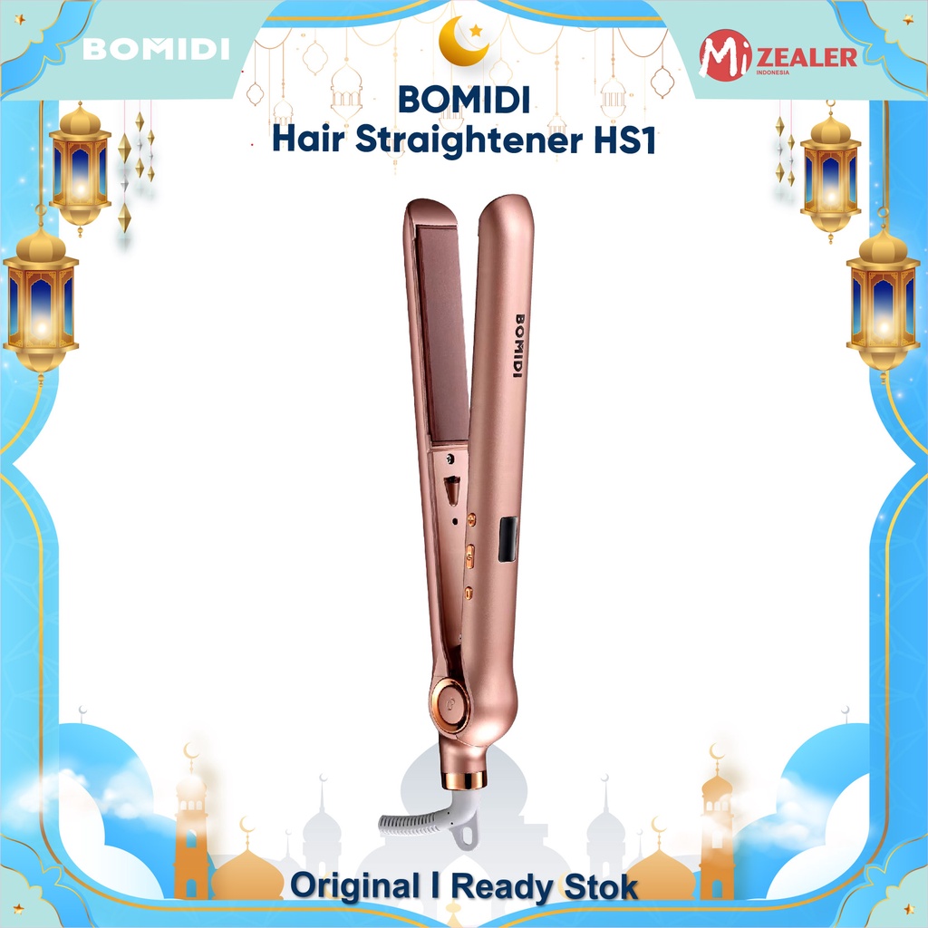 BOMIDI Hair Straightener HS1  Catokan Rambut 2 IN 1 Negative Ions Pink  Pelurus Rambut Curly Hair Straightener Catokan Lurus