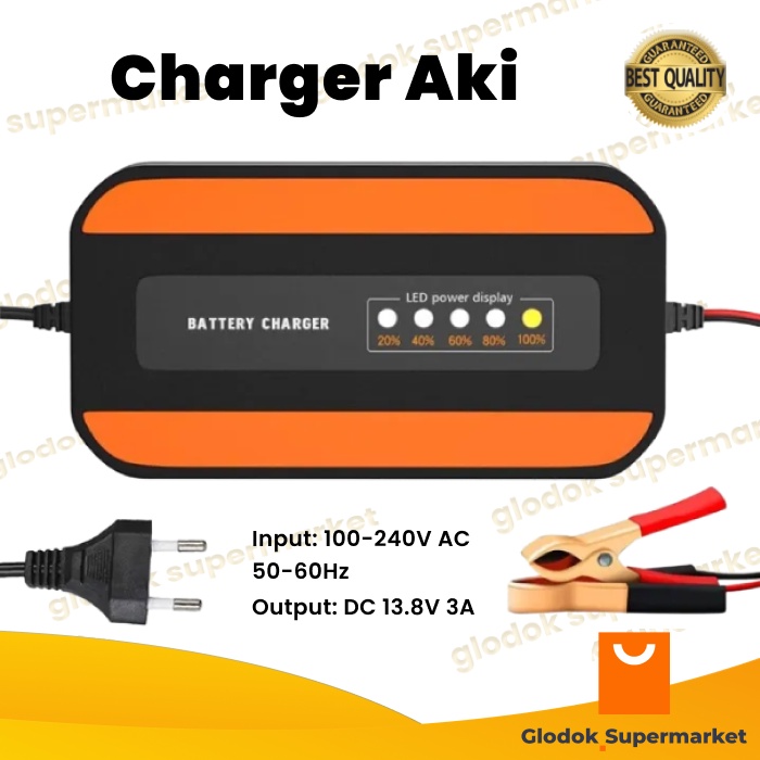 Charger Aki Motor Mobil Smart Charger 12v 3a 20Ah Lead Acid Battery