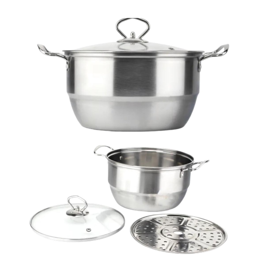 PANCI 1 SET LENGKAP 13PCS HIGH QUALITY STAINLESS STEEL COOKWARE SET MULTIFUNGSI OLL-CH4613