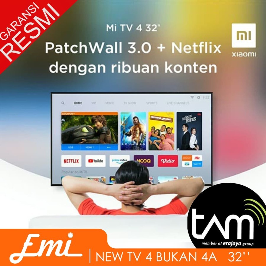 Xiaomi Mi TV 4 32 Inch Android LED Smart TV GARANSI RESMI TAM - Tv 32 - TV ONLY