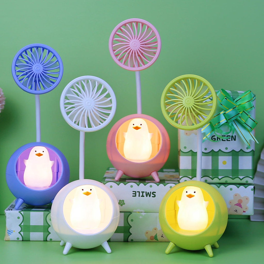 Lampu Kipas Meja Belajar Desktop Fan Lamp Portable Karakter LED - Kenji Shop