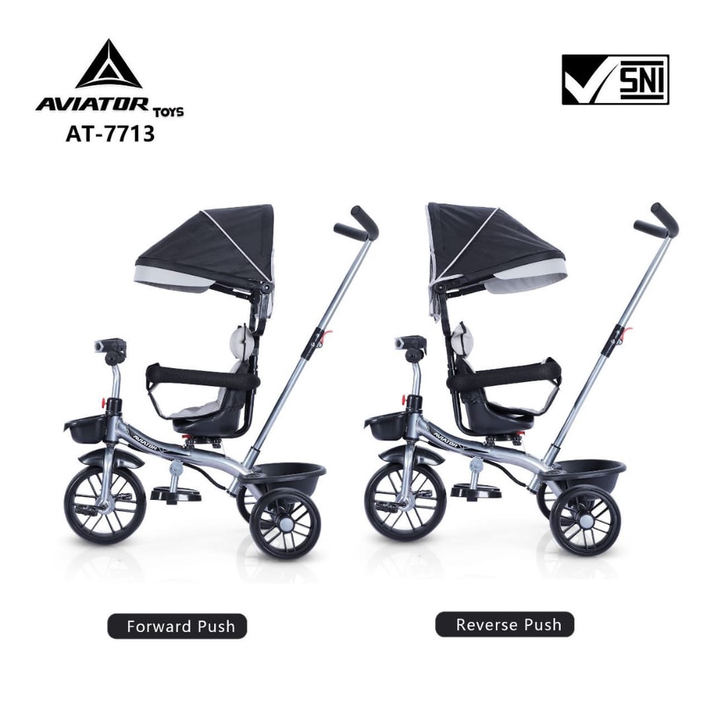 SEPEDA ANAK RODA TIGA AVIATOR AT 7713 ADA LAMPU MUSIK &amp; KURIS BISA DIPUTAR