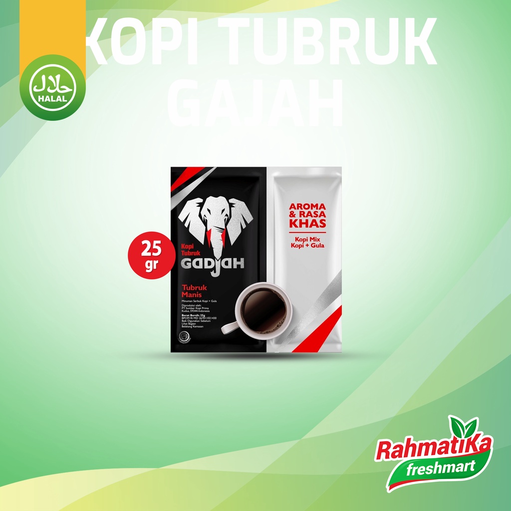 Kopi Tubruk Gadjah Kopi+Gula (25gram x 10 Sachet)