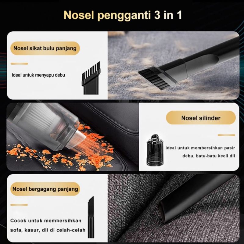 Wireless Car Vacuum Cleaner Portable /Vakum Penyedot Debu Mini Mobil / Vacuum⭐ IndoStar.olshop⭐