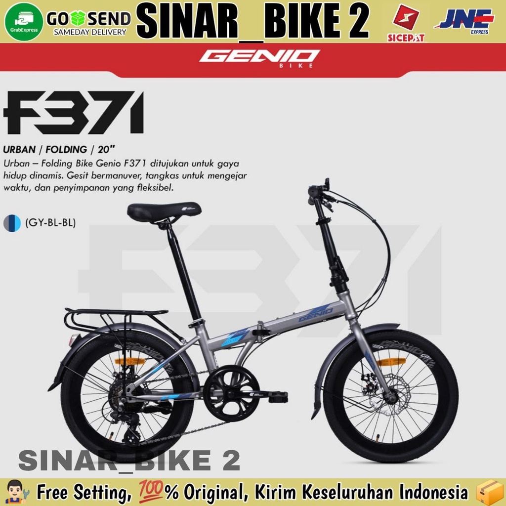 Sepeda Lipat 16 &amp; 20 Inch GENIO F 371 Boncengan  Rem Cakram 7 Speed