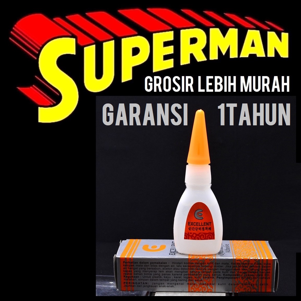 

LEM KOREA KEMASAN DUS EXCELLENT bergaransi 1 tahun botol besar tetes cair sekelas alteco power glue j g d c kuat awet perekat kayu karet kulit kaca plastik superman jogja supermanjogja