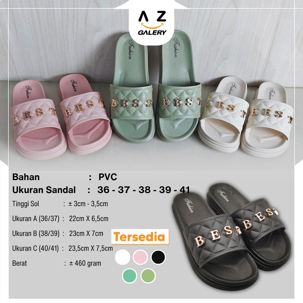 Sandal Slop Wanita Slip On Korea Style Sandal Jelly Rumahan Bahan PVC Empuk Azgalery SPT-51