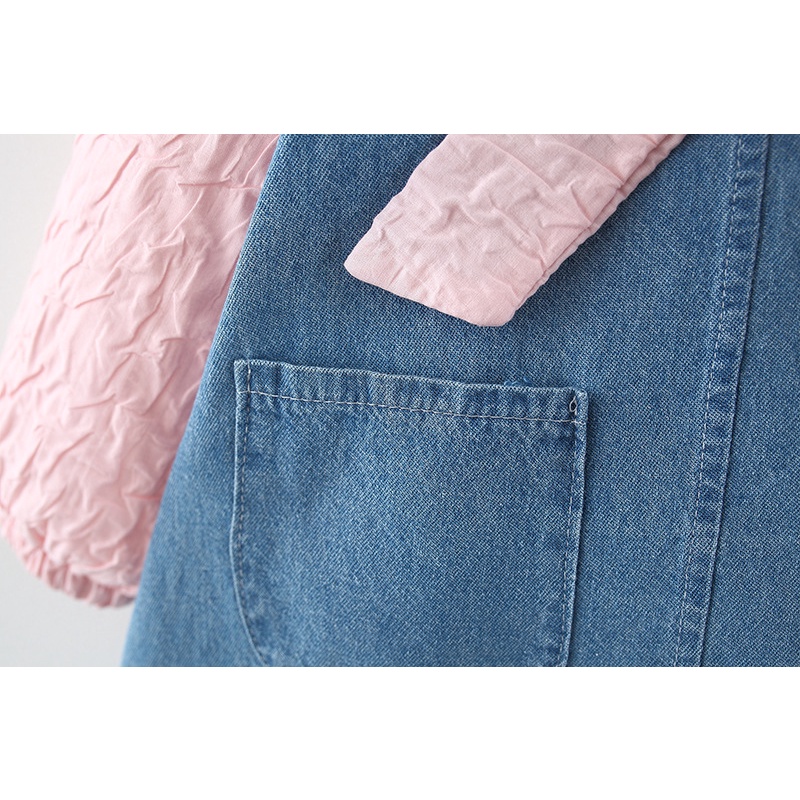 DRESS DENIM ATASAN ANAK PEREMPUAN USIA 0-4 TAHUN WARNA PUTIH DAN PINK