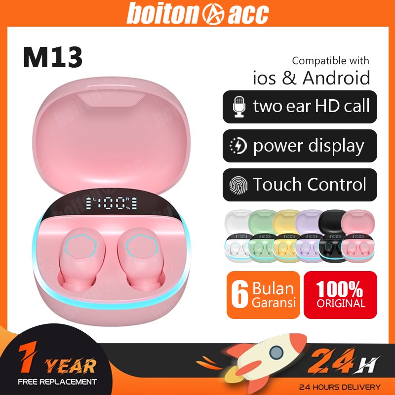 M13 TWS Bluetooth Headset Ultra HD Audio Mini Earbud Bluetooth Headset dengan Tampilan Digital