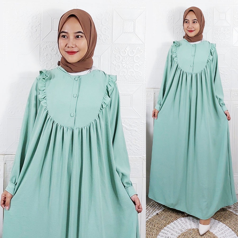 CARLINA AFWA PREMIUM CRINGKLE AIRFLOW GAMIS PANJANG JUMBO BUSUI WANITA CANTIK