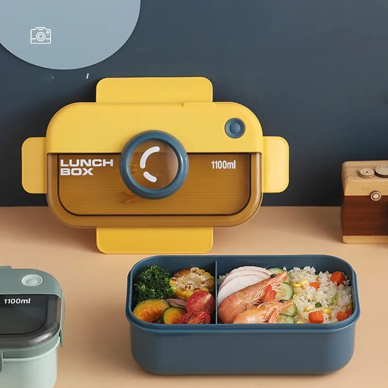Kotak makan unik - Lunchbox Design Camera Free Sendok Garpu 1100 ml