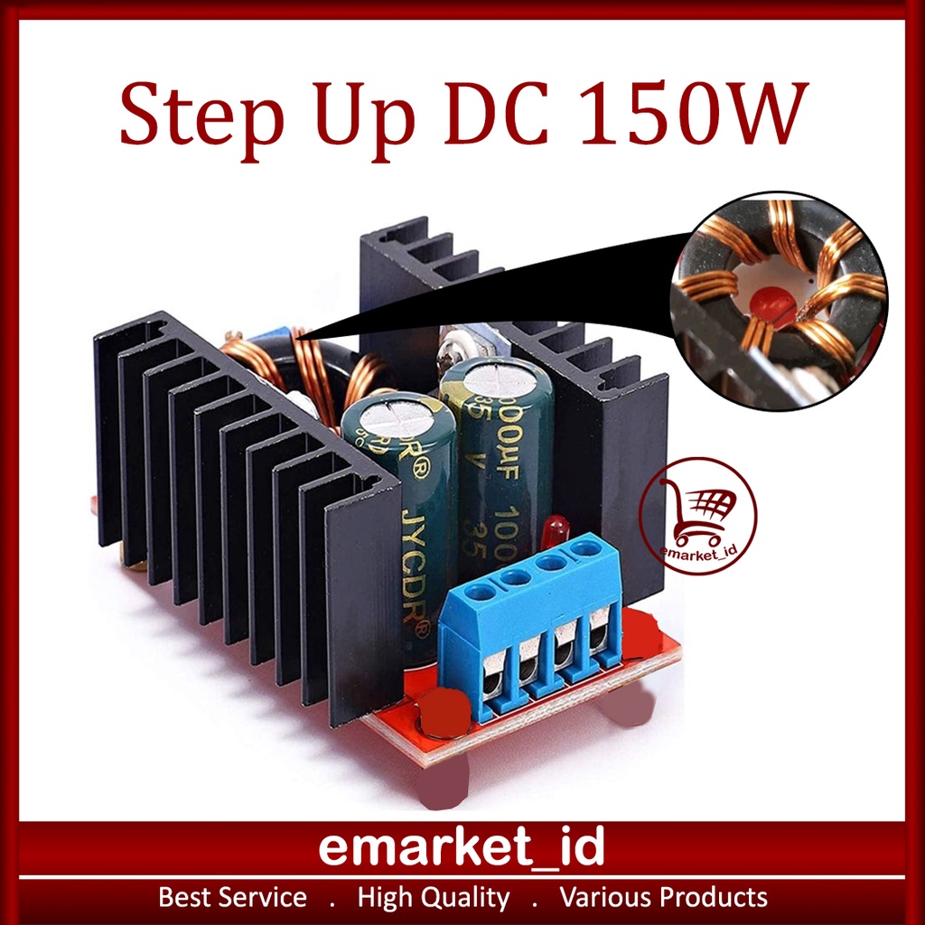 Step Up DC 150W / Boost Converter 10-32V ke 12-35V Charger 150Watt Penaik Tegangan 150 Watt