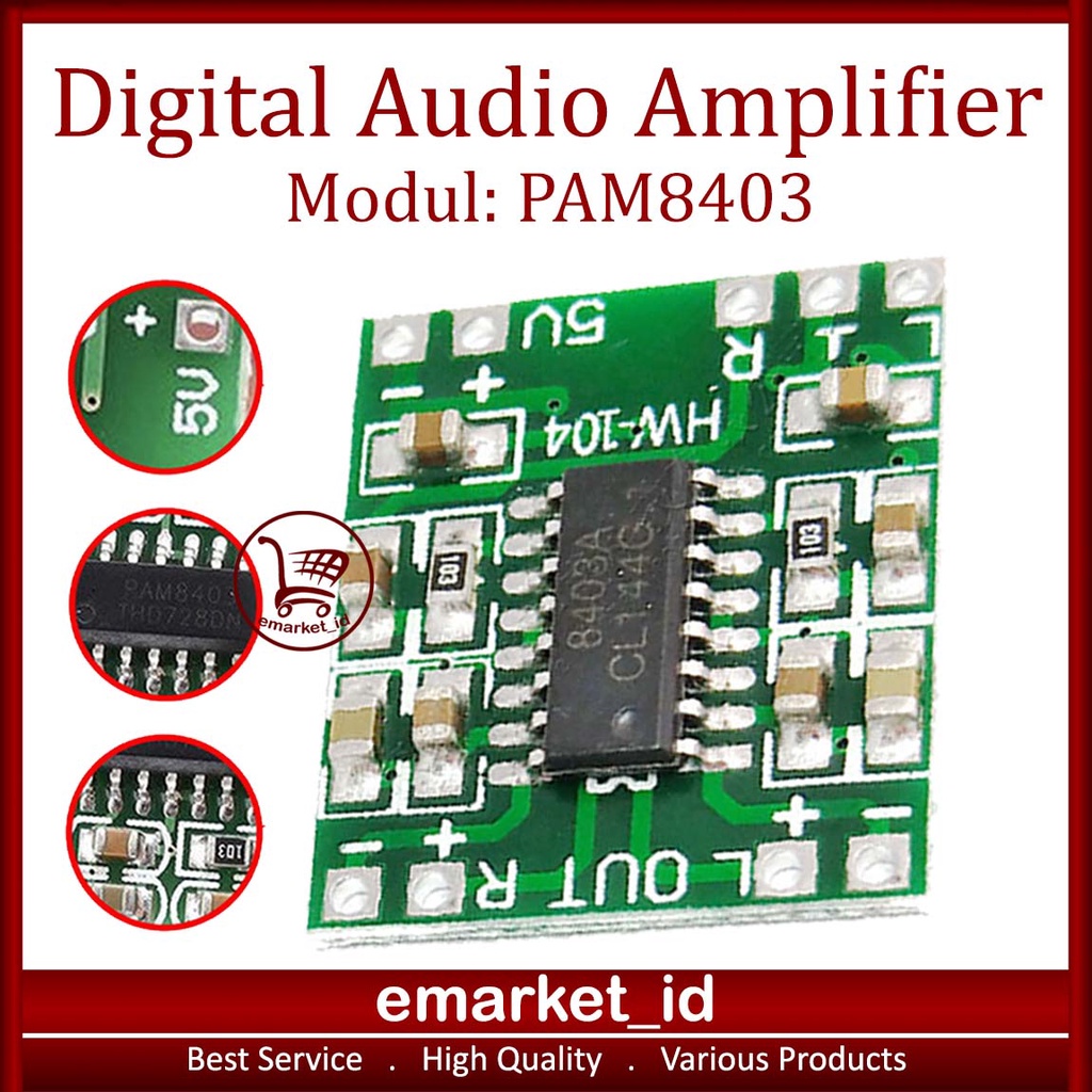 Digital Audio Amplifier PAM8403 / Micro 5V Kit Ampli Mini Class D Audio Amplifier Stereo 2 3W