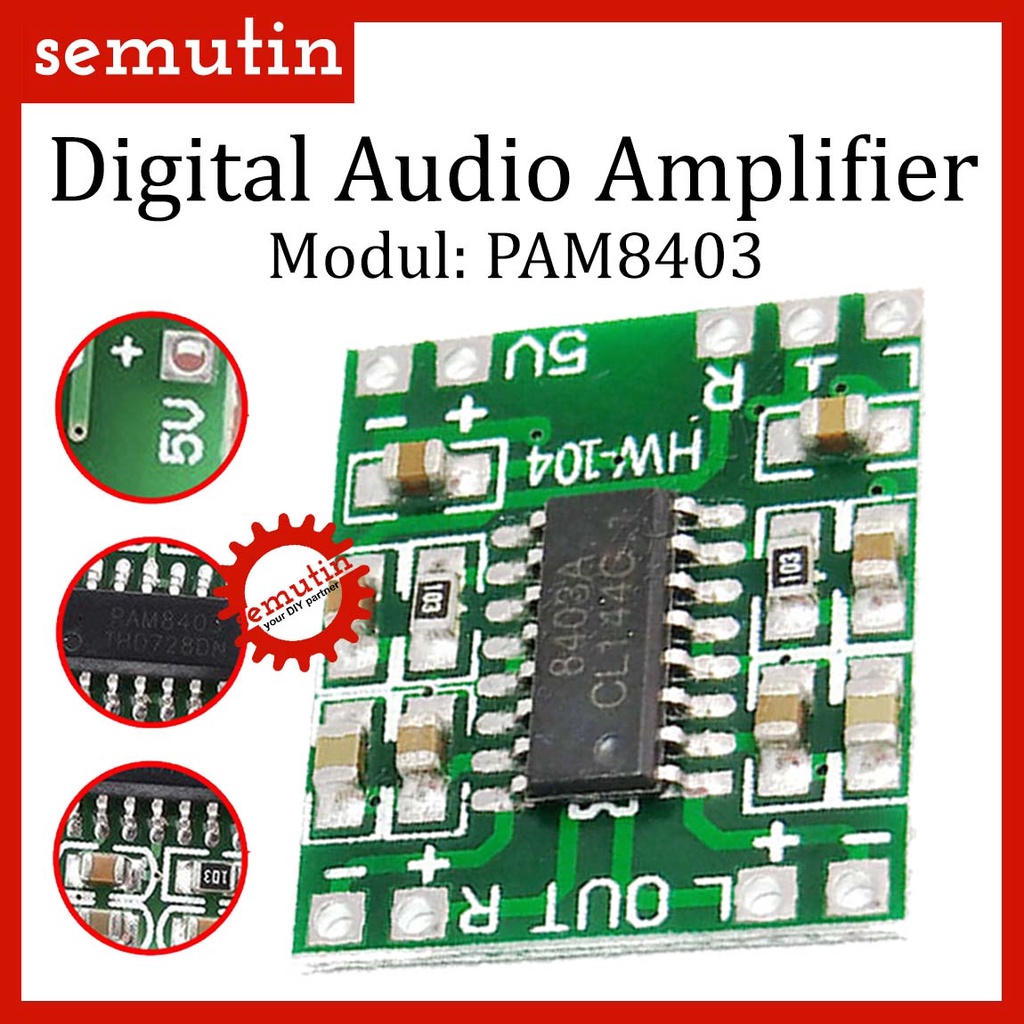 Digital Audio Amplifier PAM8403 / Micro 5V Kit Ampli Mini Class D Audio Amplifier Stereo 2 3W