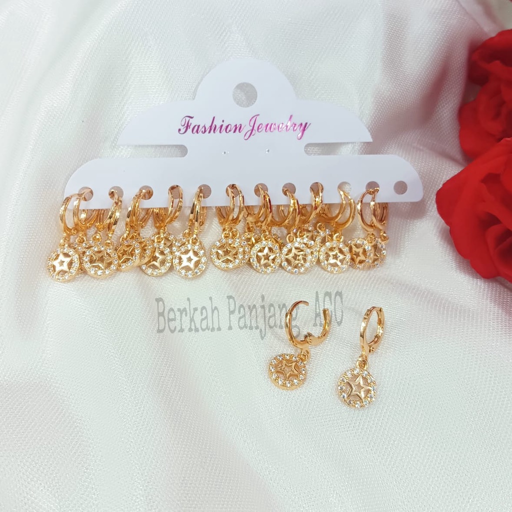 COD 12 PASANG/CHAR ANTING JEPIT DEWASA   VARIAN MOTIF PERMATA FASHIONABLE perhiasan super berkelas fashion korea anti karat dan anti luntur