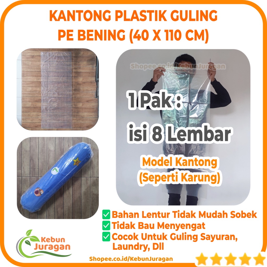 Kantong Plastik Panjang Bening 40 x 110 cm Plastik PE Guling Plastik Bening Transparan Perlengkapan 