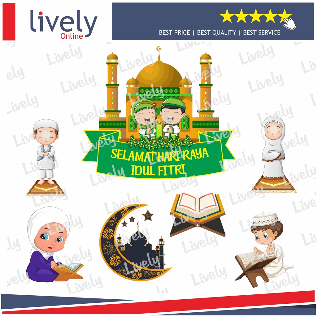 CUSTOM NAMA CAKE TOPPER KARAKTER SELAMAT HARI RAYA IDUL FITRI 02 HIASAN KUE