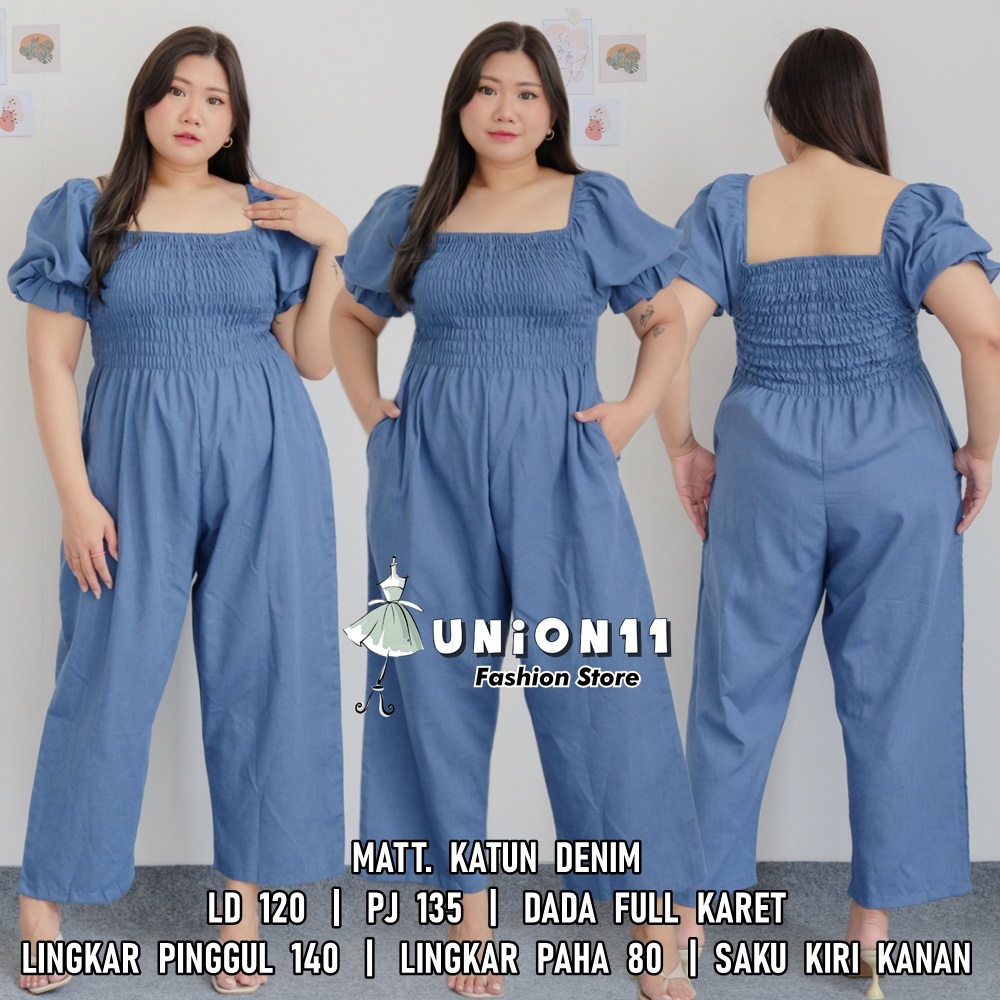 UNION11 - BAJU JUMBO WANITA  / JUMPSUIT JUMBO WANITA 3XL LD 120 / JUMPSUIT BIGSIZE WANITA KITTY