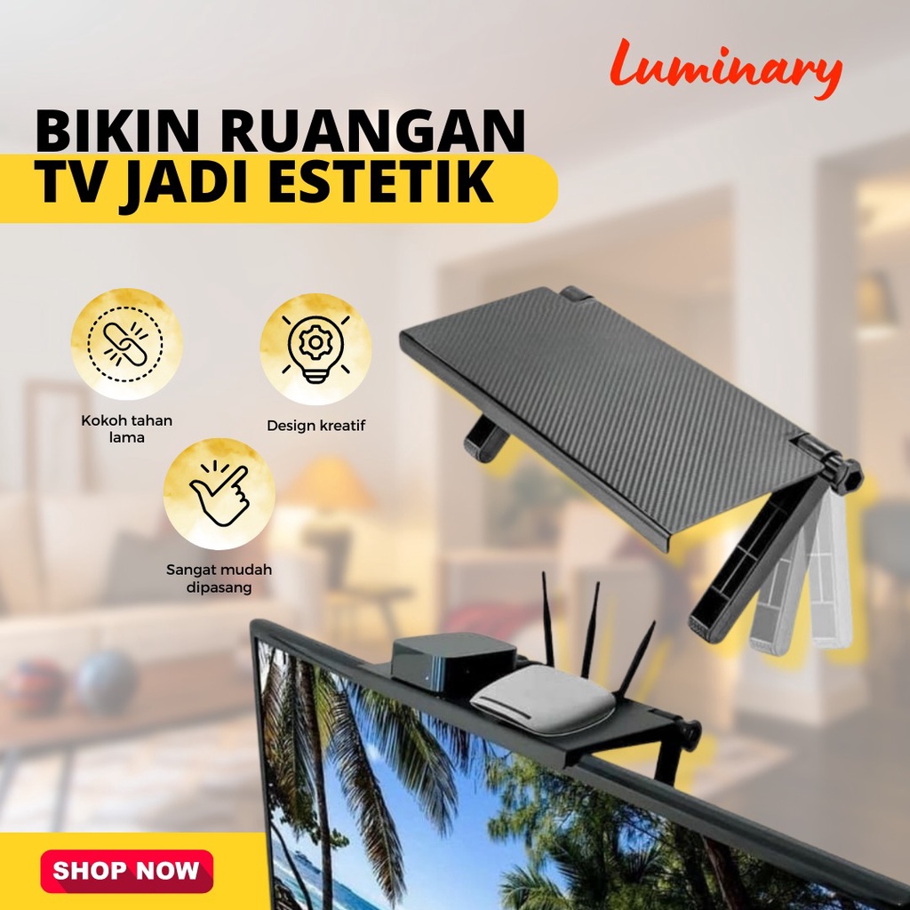 Screen Top Shelf Stand Rack ( uk 32.8*16*2.5cm ) Rak Barang Atas TV Screen Top Shelf Stand Holder