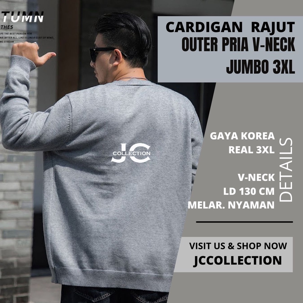 Cardigan Rajut Pria Jumbo Big Size / Outer Knitting Kardigan JCCollections