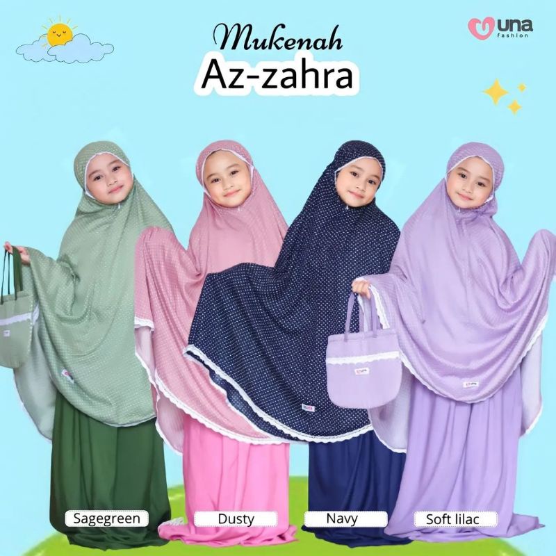 Mukena Az Zahra By Una | Mukena Anak 2in1 Resleting Rayon Premium Motif Polkadot