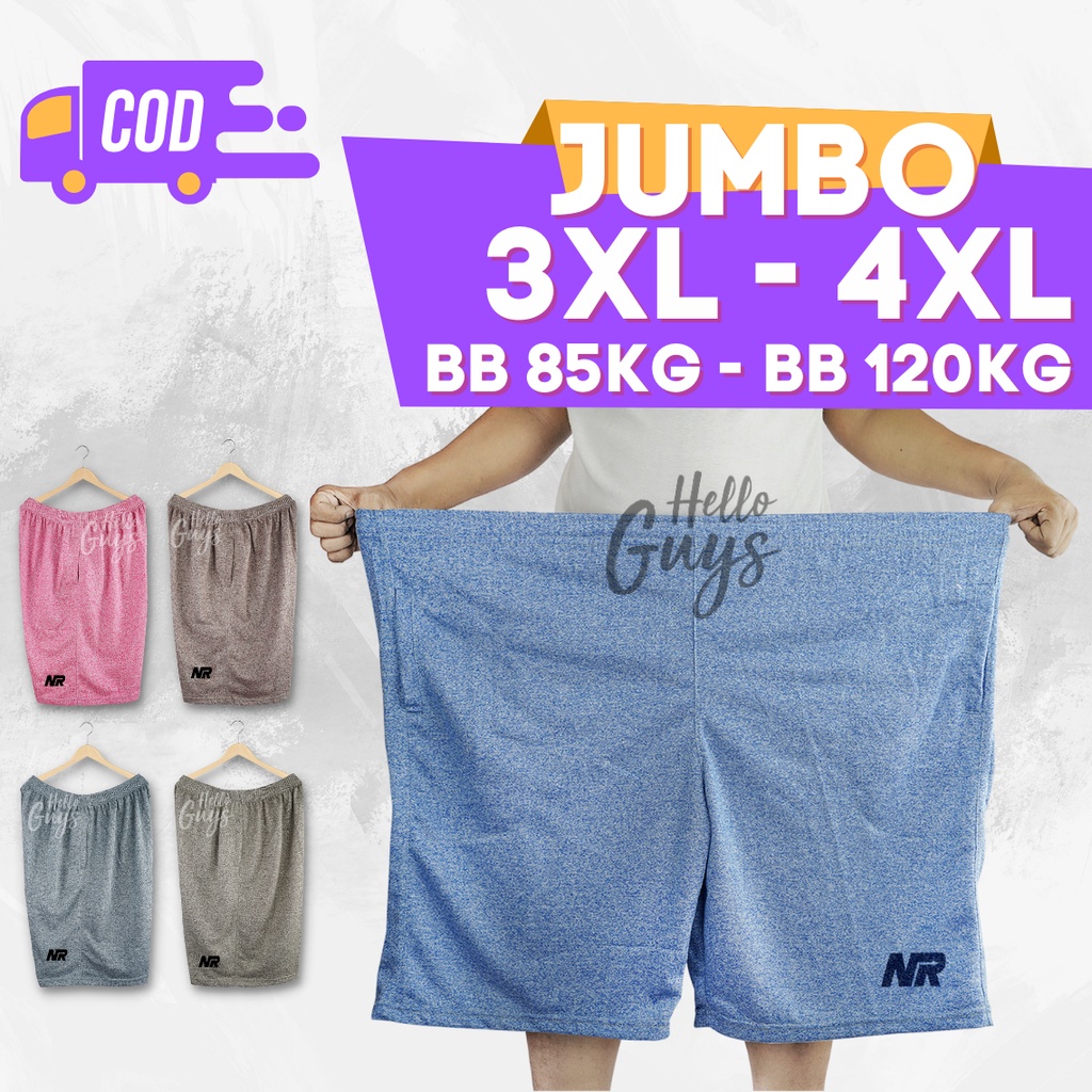 CELANA PENDEK JUMBO UKURAN 3XL 4XL BIG SIZE BB 90Kg 100Kg 120Kg MOTIF POLOS UNTUK WANITA DAN PRIA