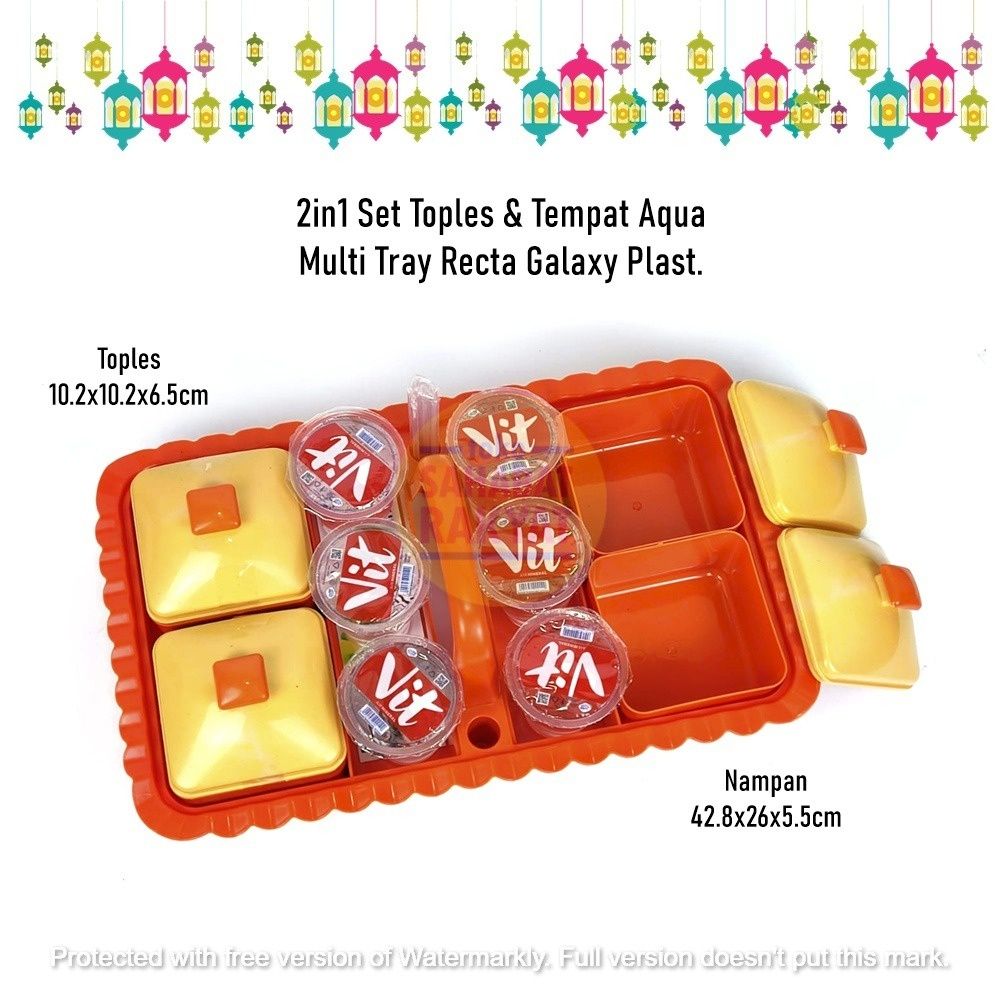 RML122D 2in1 Set Toples Lebaran dan Tempat Aqua Multitray Recta Galaxy Plast