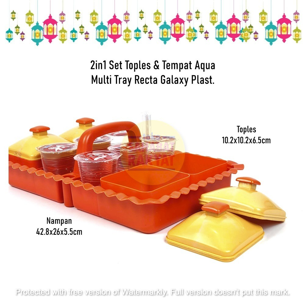 RML122D 2in1 Set Toples Lebaran dan Tempat Aqua Multitray Recta Galaxy Plast