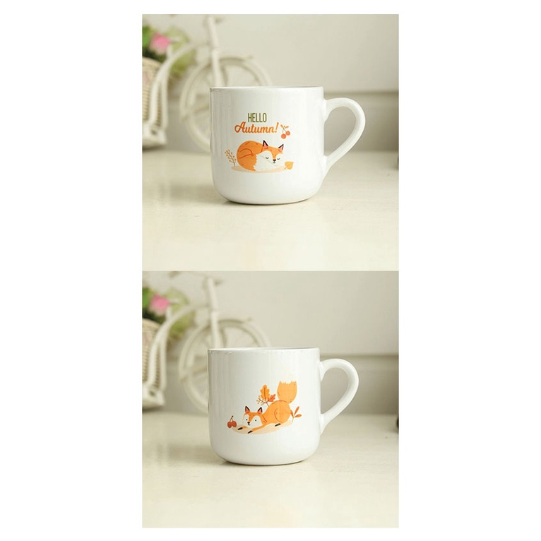 Gelas Keramik Motif Rubah Fox - Cangkir Mug Kopi Dan Teh Rubah Fox Free Box