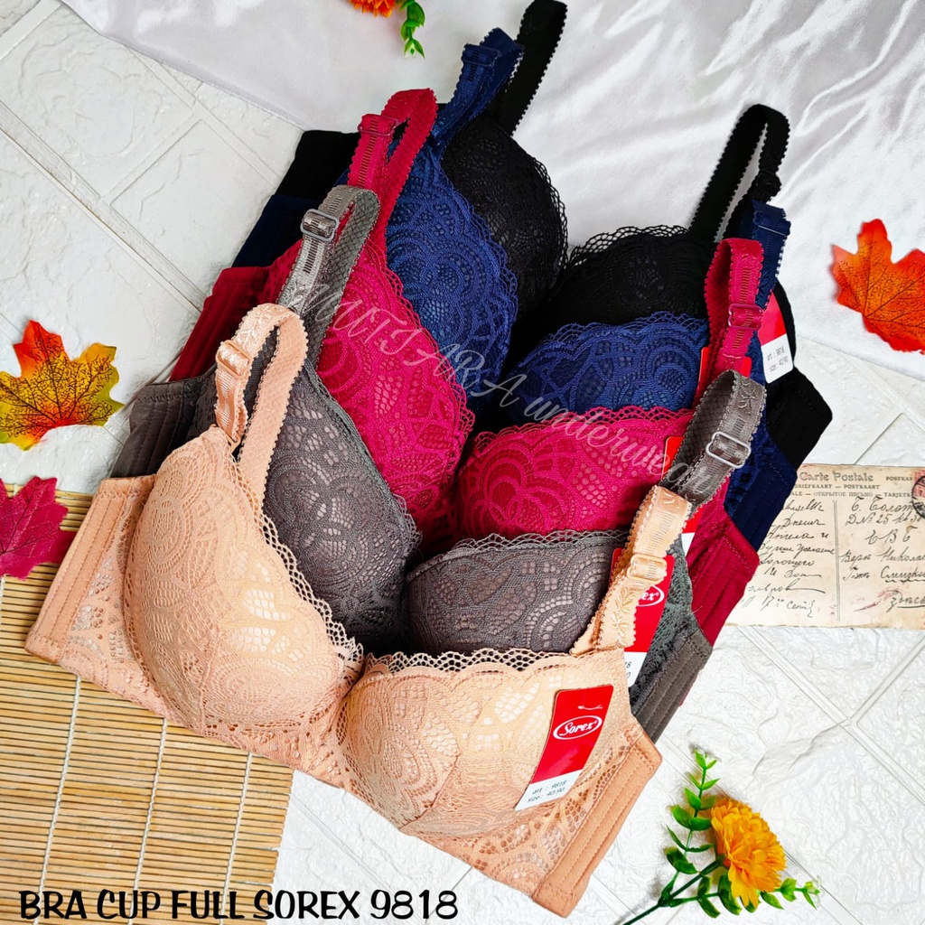Bra Cup Full Sorex 9818 Pakai Kawat Brokat Elegant Size 34-40 Cup B-C/Full Cup Bra Brookat Sorex